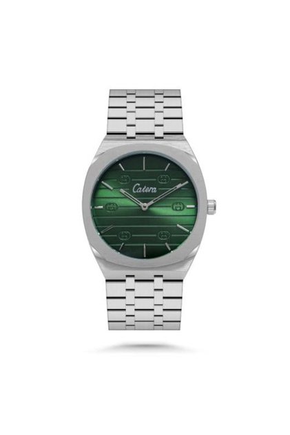 Men's steel watch with a green dial