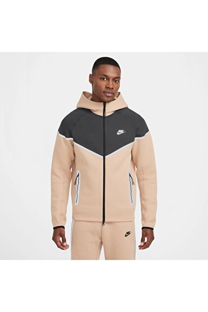 Nike Sportswear Tech Fleece Erkek Bej Sweatshirt (REFLEKTÖRLÜ