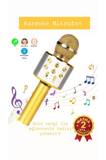 Türkçe Seslendirme Karaoke Mikrofonu Bluetooth Mikrofon Bluetooth Speaker Hoparlör Aux-Tf-Usb Giriş