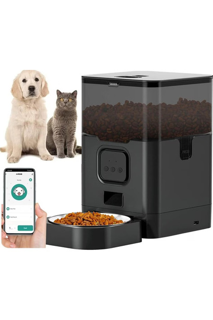 Huggo Net - Alimentator automat WiFi Transparent Vision 4L, Mesaj audio personalizabil, Alimentare rețea/baterii