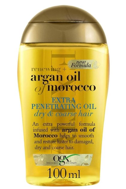 GX Hair Oil Renew + Moroccan Argan is fast absorbing and penetrating for dry and rough hair.