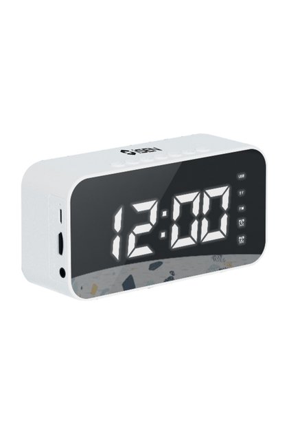 Ceas digital wireless S15, alb, Bluetooth, radio FM, difuzoare HD, redare card TF, 1200mAh