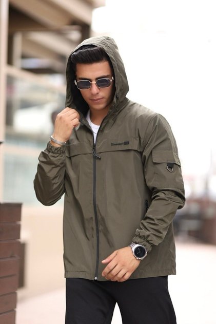 Men's Raincoat Waterproof Hooded Coat