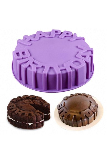 Silicone Round Cake Mold,Happy Birthday Letter Mould for Cakes,Cake Pan,BB3372