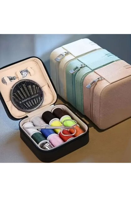 mini çantalı dikiş kutusu, taşınabilir dikiş seti, iğne seti, iplik seti, seyahat dikiş seti