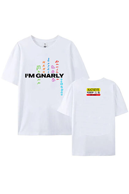 Tarzsokak Beyaz Katseye ben Gnarly Kore Bant baskılı Camiseta