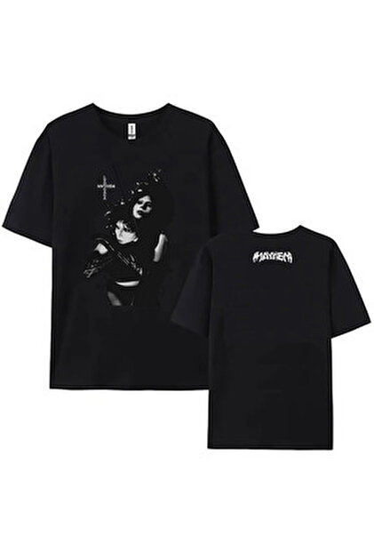 Fuddy Moda Oversize Mayhem Lady Gaga Baskılı Yıkamalı T-Shirt