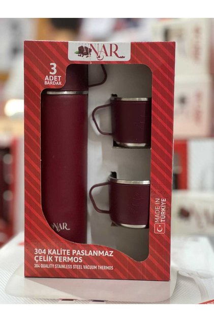 bardaklı çelik çay termosu