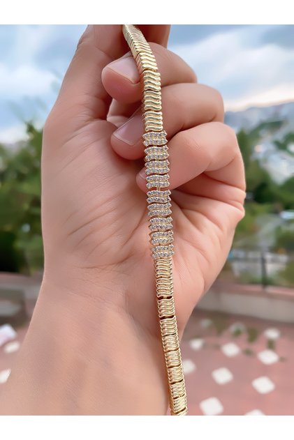 Steel Zircon Stone Bracelet, Adjustable to Fit the Wrist, Does Not Tarnish, 19cm