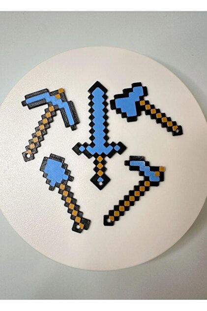 You Toys Minecraft Anahtarlık Mini Kılıç+Balta+Kürek+Kazma+Çapa