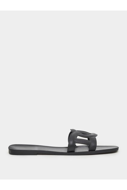 Solid Cross Circle Vamp Flat Sandals