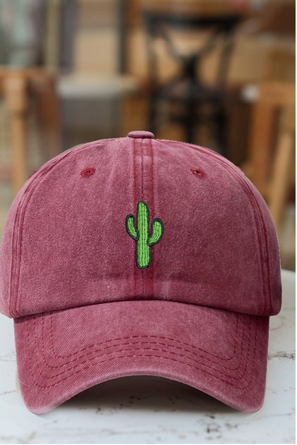 Cactus Embroidered Vintage Cap Hat
