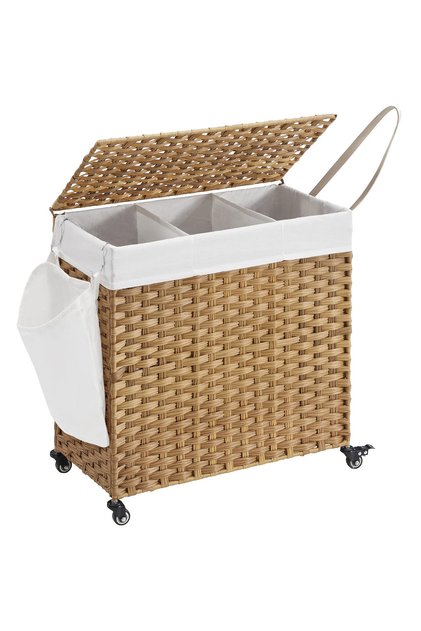 Cos de rufe tesut manual, cu captuseala detasabila lavabila, 140 litri, 66x33x60 cm