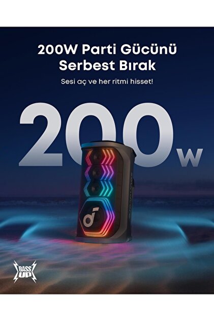 Anker Soundcore Rave 3S 200W Yapay Zeka Destekli Karaoke Parti