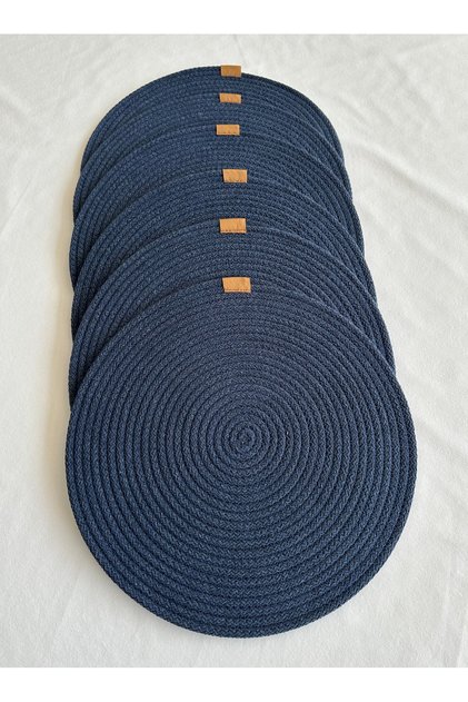Round Placemat, Table Decor Supla Navy Blue 33cm Set of 6