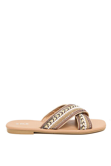 Brown WoMen's's Embellished Flat Sandals