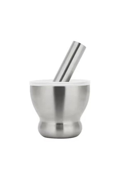 Stainless Steel Mortar and Pestle Set with Brush – Pill Crusher, Spice Grinder, Herb & Pesto Bowl
