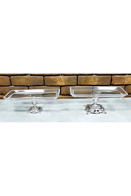 Avangarde Silver Cast Footed 2 Piece Baton Presentation Set