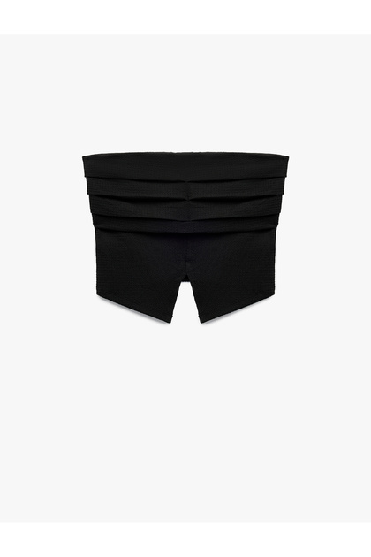 Strapless Blouse with Front Slit and Fold Detail
