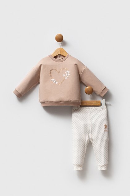 U.S. Polo Assn Baby Girl Brown Set