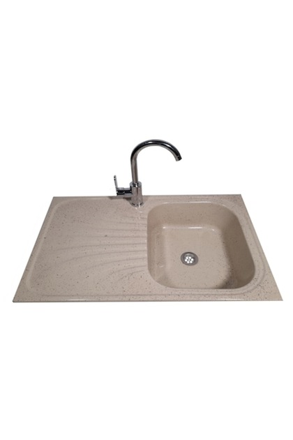 Chiuveta de bucatarie, din compozit, crem marmorat, 800 x 500 mm, montare pe blat, sifon inclus