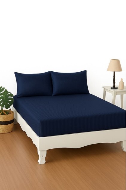 100% Cotton Double Fitted Sheet - Hotel Comfort, Stylish and Simple Design