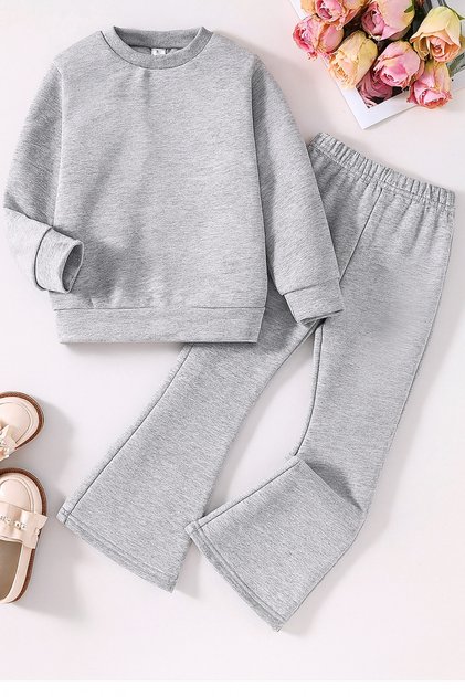 Girl's Bottom Top Set Long Sleeve Sweat and Spanish Pants Creche Primary School Kindergarten