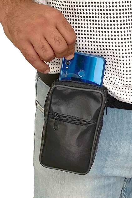 バッグ ARGUE / LEATHER SMARTPHONE CASE Lederax Hakiki Deri Telefon Bölmeli Kemer Çantası 3 Bölmeli Dikey