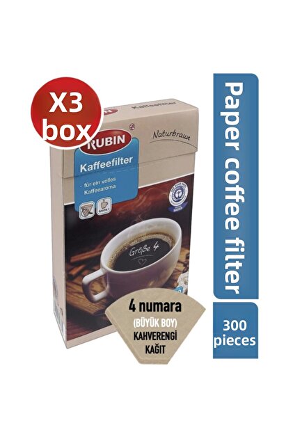 Coffee Filter Number 4 (Large Size) Natural Paper 300 Pieces