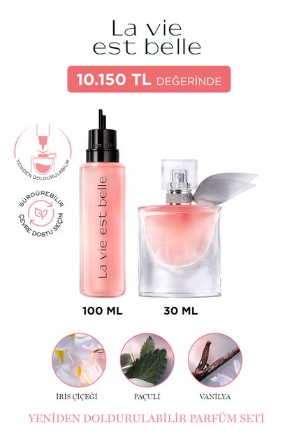 La Vie Est Belle EDP 30 ml & 100 ml Refill Yeniden Doldurulabilir Kadın Parfüm Seti 7829999999145