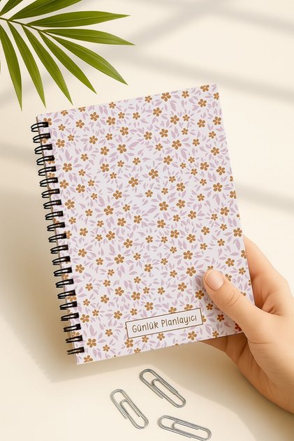 Daily Planner A5 Notebook, Notes, to Do, Flexible Cardboard Cover, 100 Days, Mini Floral