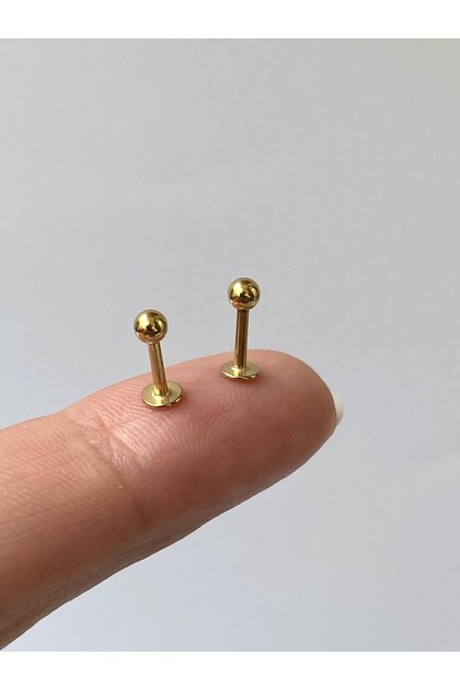 Cerrahi Çelik Piercing Düz Top Uçlu Gold Renk Tragus Helix Lob Conch 6 mm 2 adet
