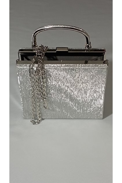 Silver Glitter Evening Dress Bag Evening Bag Women's Bag Lame Evening Dress Bag Silver Evening Bag