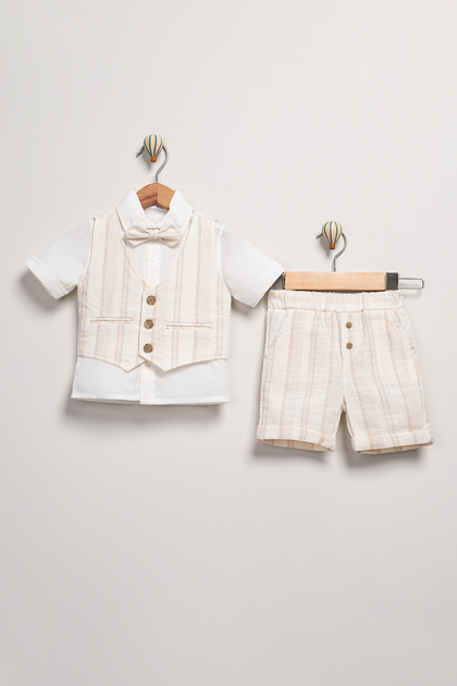 Baby Boy & Children's Set with 3 Piece Bow Tie, Vest, Shirt and Shorts