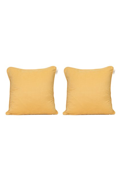 2-Piece Velvet Textured Corded Throw Pillow Cover Yellow