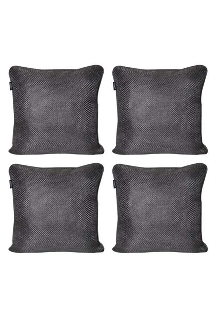 4-Piece Straw Textured Ribbed Double Sided Throw Pillow Cover Anthracite