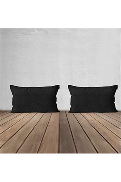 2-Piece Velvet Textured Rectangular Throw Pillow Cover Black