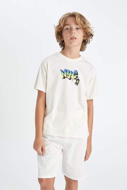 DeFacto Jungen T-Shirt Kurzarm – Weich, Atmungsaktiv, Mit Lässigem V-Ausschnitt