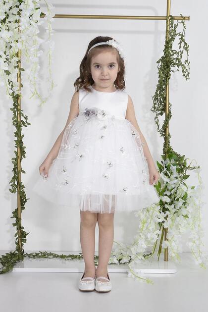 1-5 Years Old Butterfly Detail Tulle Baby Girl Children's Festive Graduation Ball Evening Dress