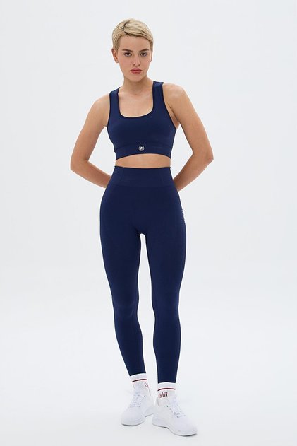 Sakura Stretchy and Gathering Leggings Navy Blue