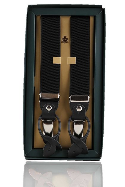 Leather Linked Button Hole Jacquard Black Trouser Hanger Pan129