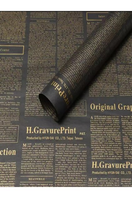 Siyah Buketlik Çiçek Ambalaj Kağıtı Gazete Çift Taraflı Baskılı Su Geçirmez 58 x 58 cm boyu 4 Adet