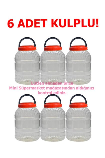 Bidon 5 Litre Peynir Turşu Zeytin Salça Saklama kavanozu 6 Adet Kırmızı kulplu kapaklı