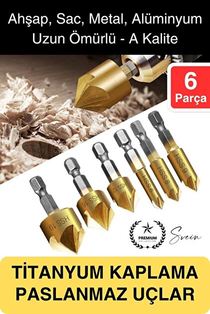 Svein Premium Titanyum Kaplama 6'lı Kırılmaz Uçlu Paslanmaz Ahşap