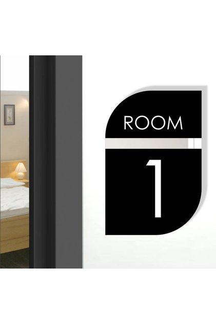 Vertical Hotel Door - Apartment - Building - Number Black Plexiglass No - Number 1