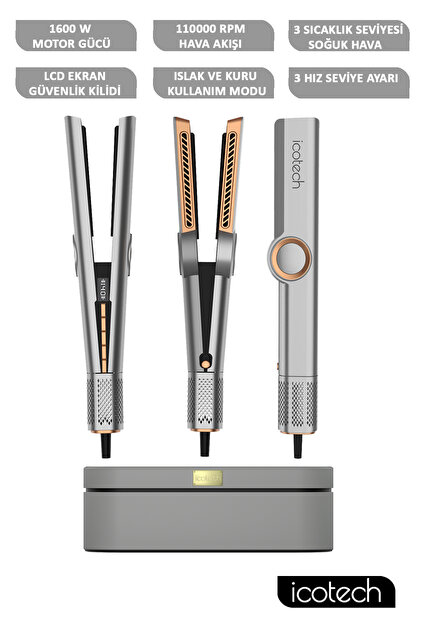 icotech Hs50 Pro Gri Airflow 1600W Saç Düzleştirici , Saç