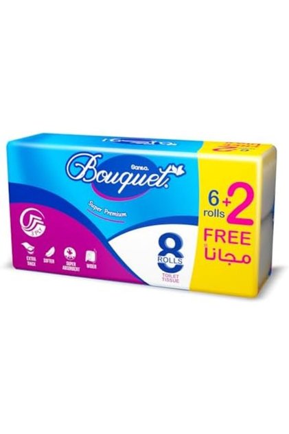 ورق تواليت بوكيه، 3 طبقات، 6 + 2 لفة مجانية، 171 ورقة