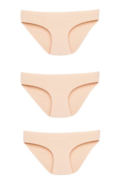 Set of 3 Skin Color 100% Cotton Laser Cut Panties