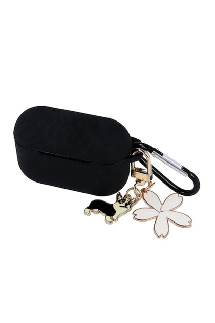 Husa pentru Apple AirPods 3, cu pandantiv si carabină, silicon, Negru