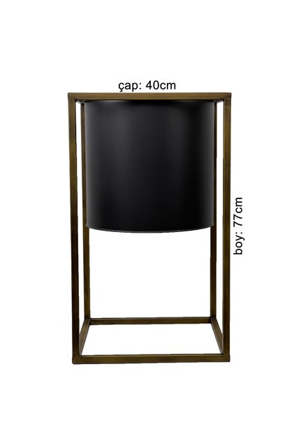 Gold Ayaklı Siyah Metal Saksı 40cm